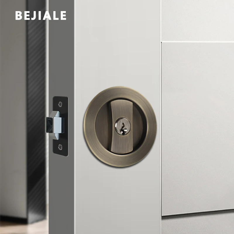Window Door Locks Sliding Door Lock Indoor Door Sliding Double Hook Lock Bathroom Kitchen Round Embedded Hidden Wooden