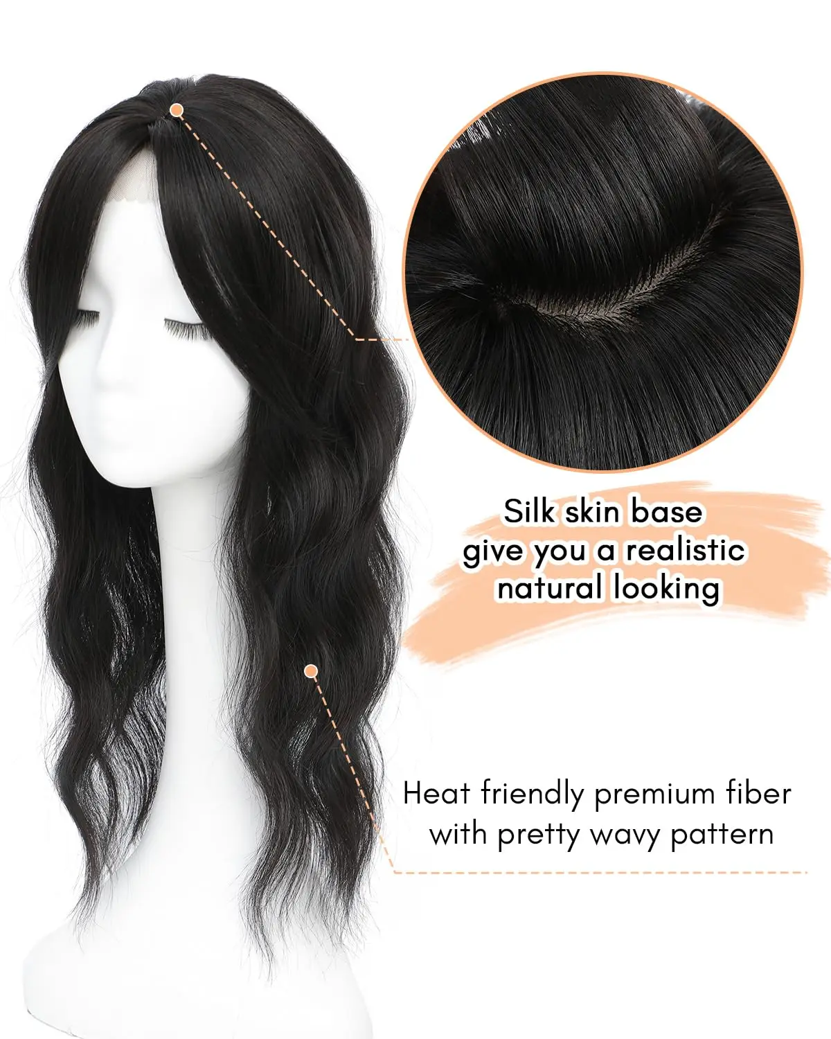 Synthetic Hair Extensions Clip In Topper For Women With Bangs
