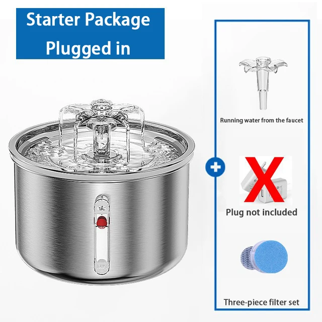 New Cat Water Dispenser Stainless Steel Automatic Recirculating Filtration Watchable Water Level Pet Water Feeder 5
