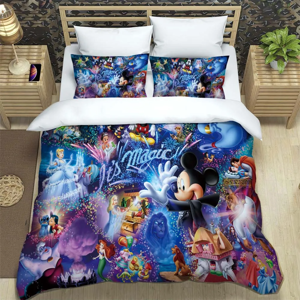 

Disney Minnie Mickey Mouse Duvet Cover Sets Comforter 3d Print Bedding Set Movie Children Adult Bed Linen Queen King Single Size