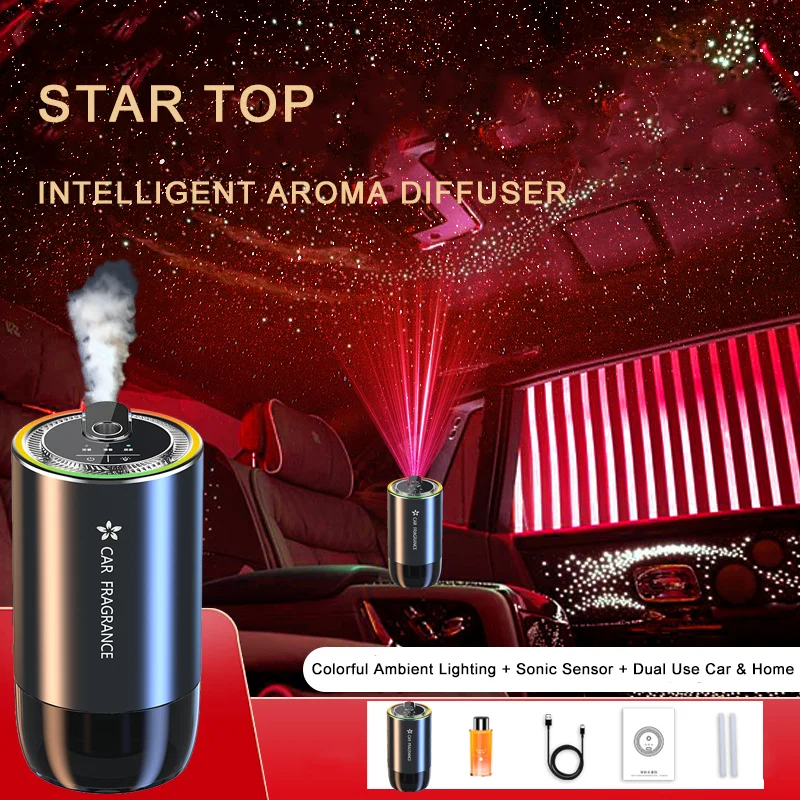 Car Air Refresher with LED Light and Starry Projection Light Home