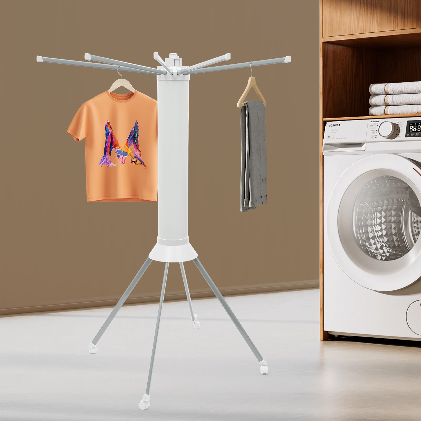 Clothes Drying Rack Anti-Rust Foldable Four-Legged Clothes Drying Rack Simple Cleaning for Balcony/Laundry Room/Terrace 3