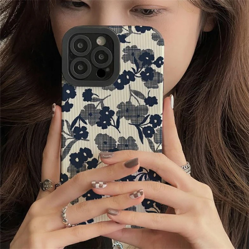 Aesthetics Beautiful Flower Soft Leather Phone Case For iphone 14 12 11