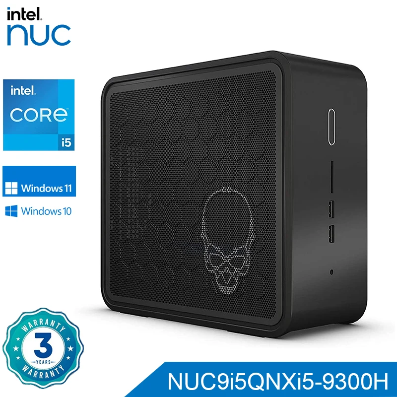 Intel NUC 9 NUC9i5QNX Ghost Skull Canyon Core i5-9300H UHD Graphics 630  Windows10 4K Thunderbolt 3 Micro ATX Gaming Desktop PC