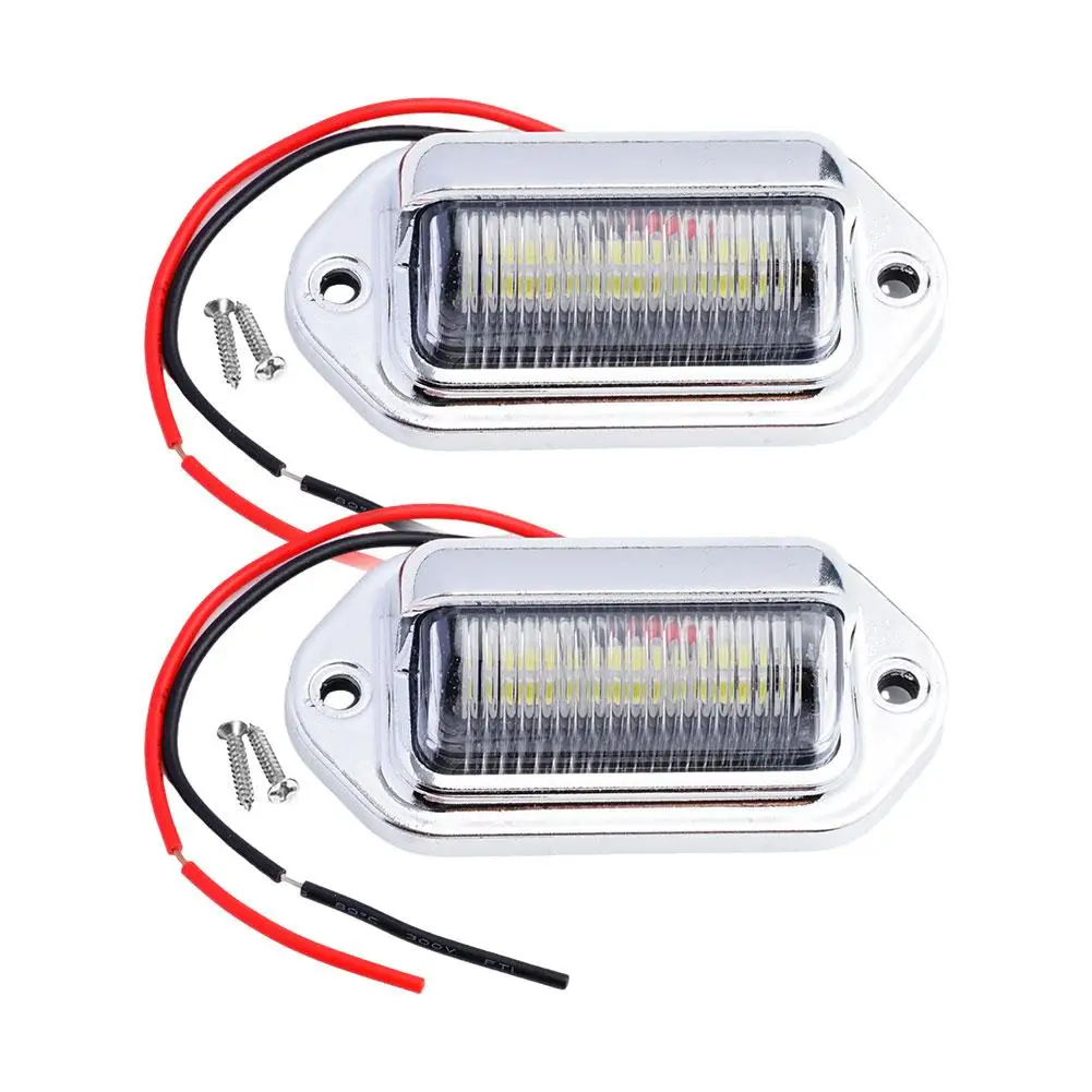 2pc 6 Led License Number Plate Lights Taillight Cargo Trunk Courtesy