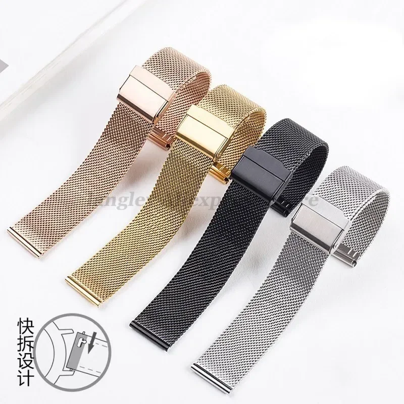 Sleek Stainless Steel Milanese Mesh Watch Strap - Versatile Sizes