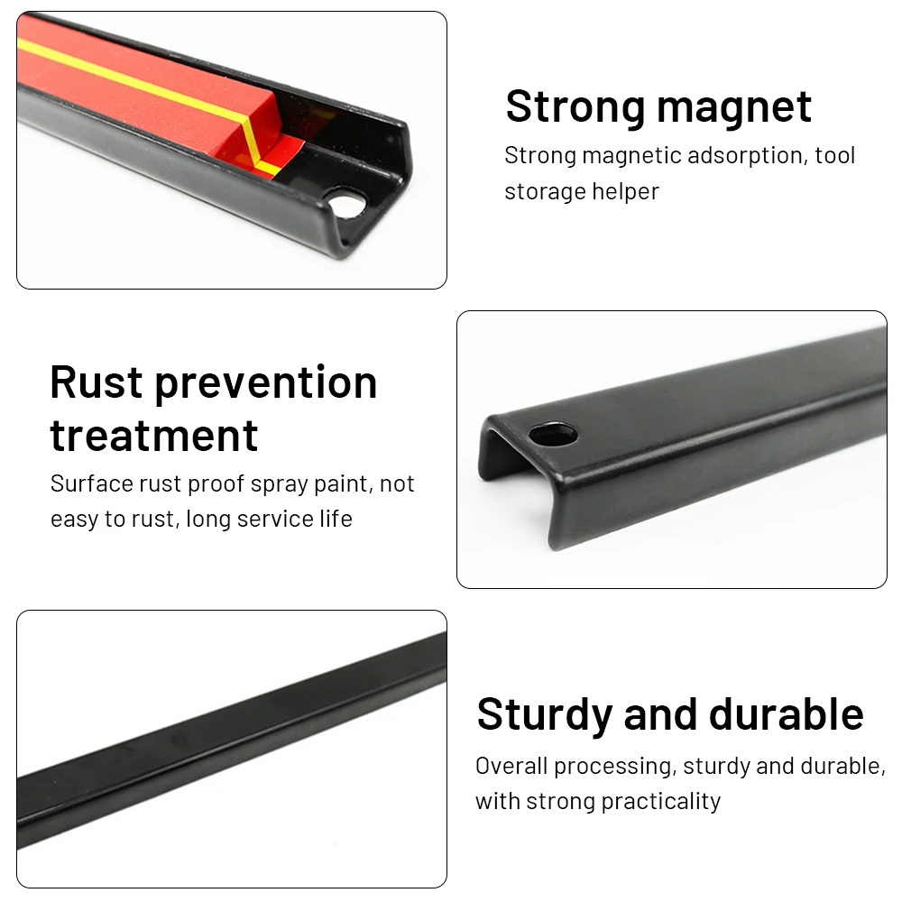 8/12/18 inch Magnetic Holder Metal Tool Hardware Kitchenware Magnetic Strip Organizer Rack for Workshop Garage Home