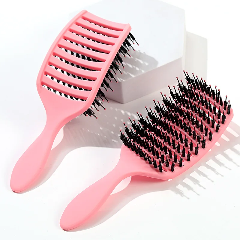 여성용 하이 스컬 베이스 플러피 리브 본 콤 마카롱 속이 빈 빗 큰 아치형 헤어라인 마사지 빗 미용실용 실용적인 빗