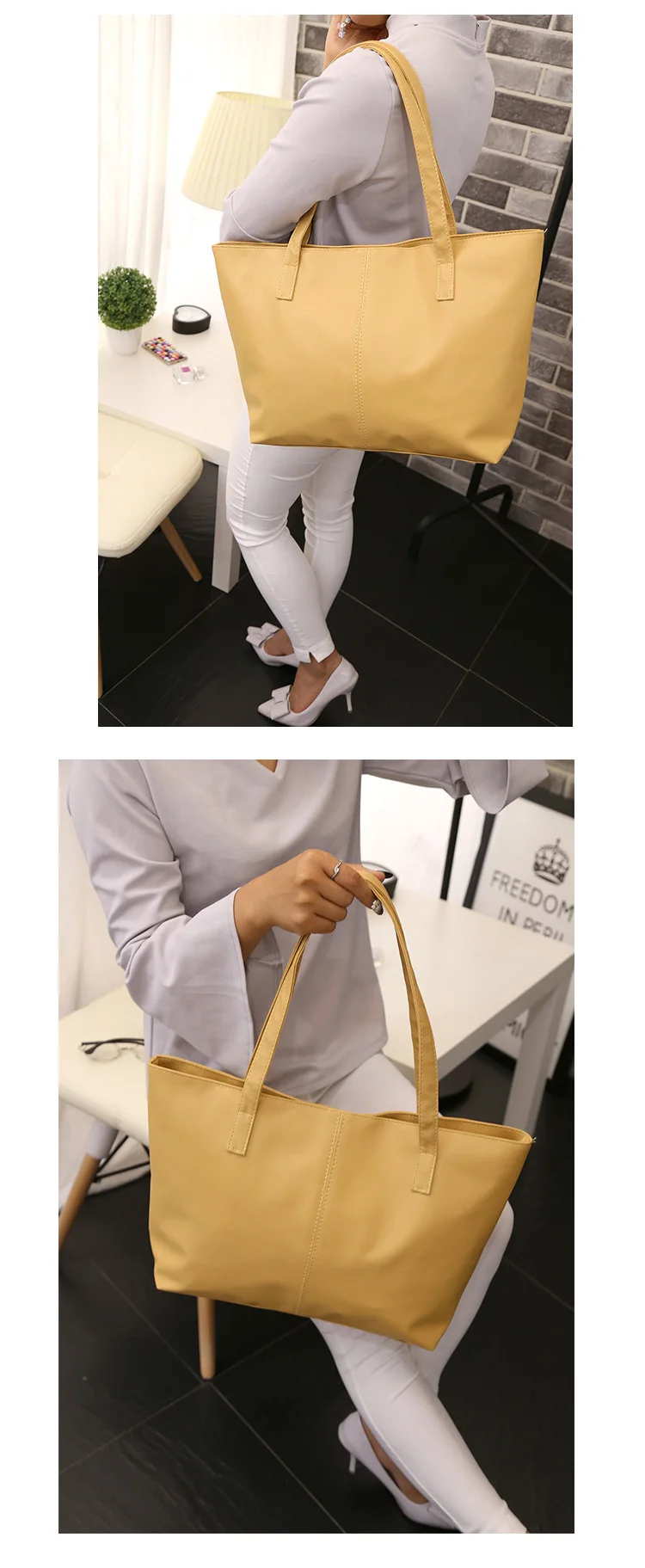 PU-Leder-Einkaufstasche für Frauen, Arbeit, Damen-Schultertaschen aus Leder, Geldbörsen, Schulranzen, Handtaschen mit Laptopfach – Detail 4