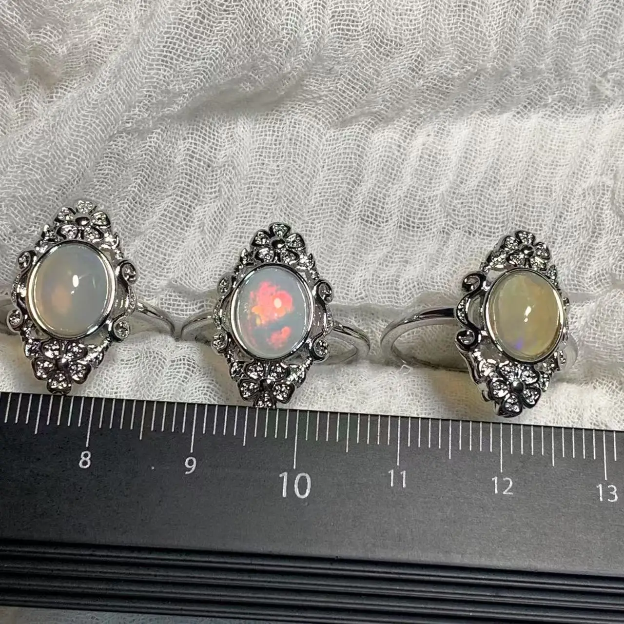 MM Natural Opal Ring Adjustable Female Ring Jewelry for Women Gift Wholesale High Quality Vintage Fine