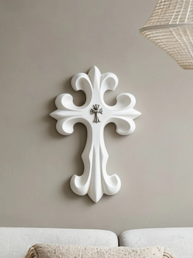 Vintage Kreuz-Ornament Retro Geschnitztes Kreuz-Dekor für Wohnzimmer Schlafzimmer Wanddekoration Geschenk – Detail 4