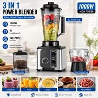 Blender 3 en 1, 4L, 1000W, robot culinaire, mixeur pour smoothies, hachoir à viande, moulin à café et à épices, appareil de cuisine 1