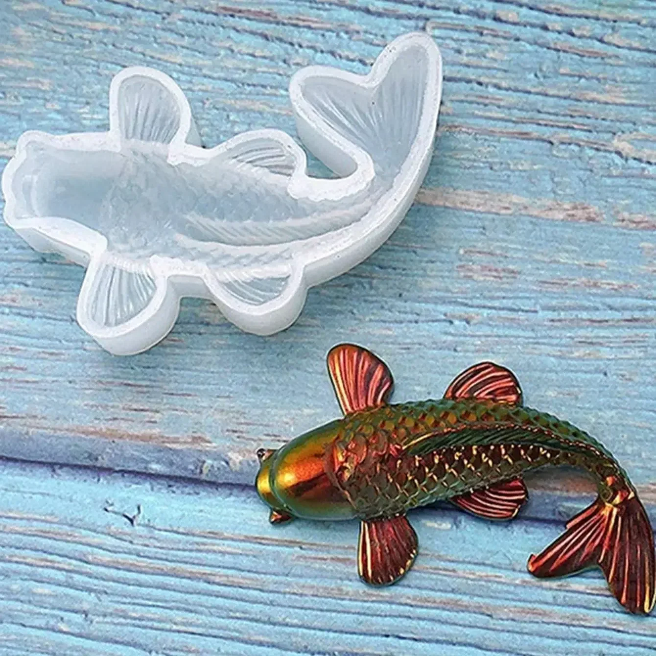 Koi Fish Silicone Resin Moulds DIY Pendant Goldfish Mold Fish Tail Jewelry for Making Jewelry, Pendant Charms, Fondant Cake Deco