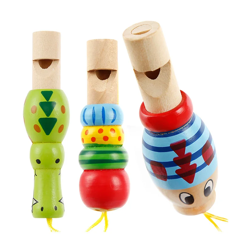 Cute Mini Animal Pirate Shape Wooden Whistle Music Toy Jewelry Pendant Early Education Teaching Aids Children's Holiday Gift 5