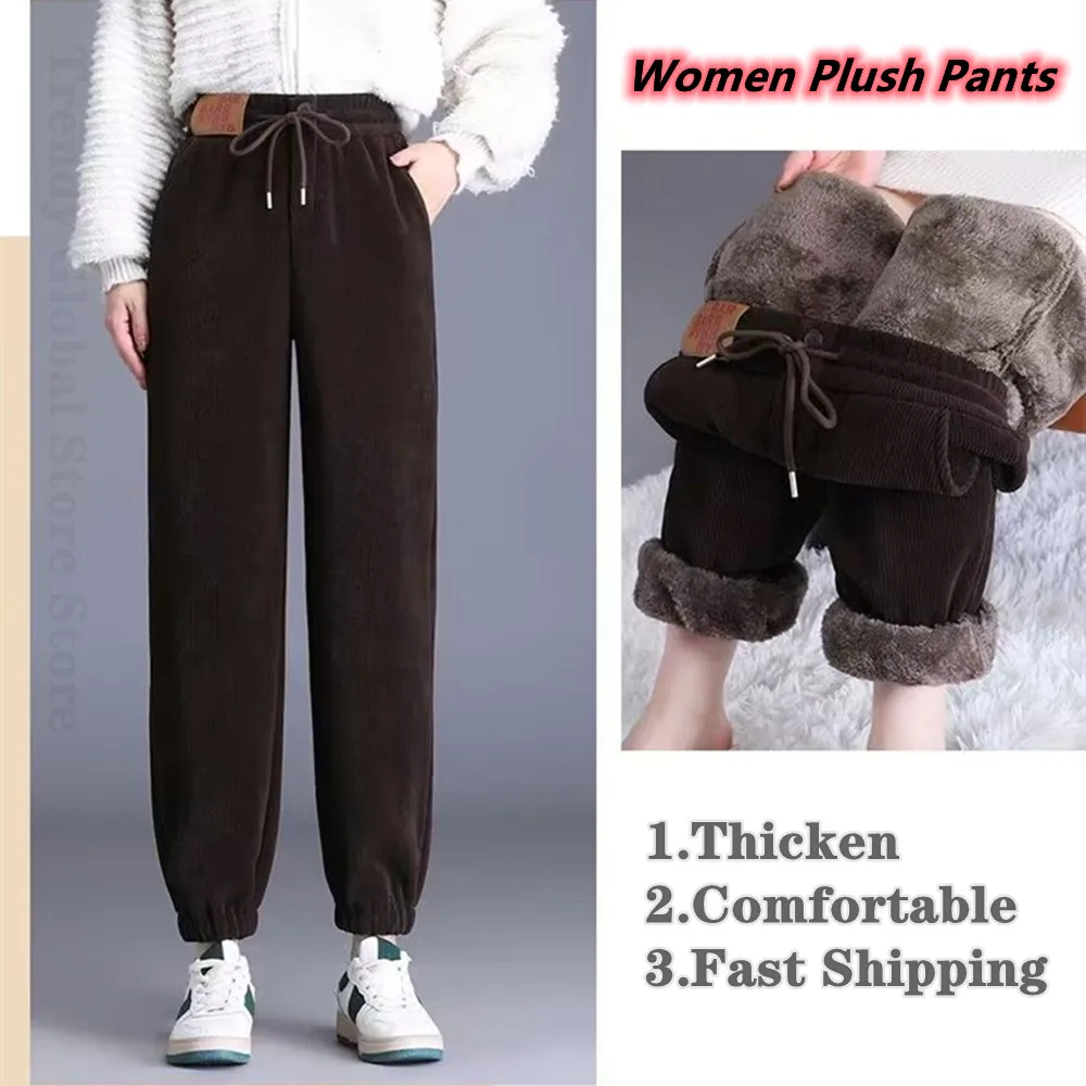 Plush Thick Casual Pants Women S Corduroy Warm Pants Autumn Winter Leggings  High Waist Harem Pants Trousers Women