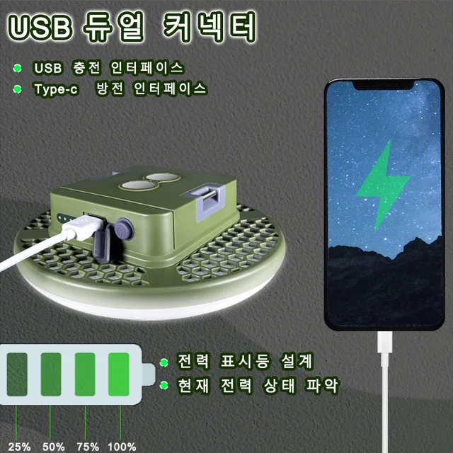 야외 및 실내 활동을 위한 휴대성, 다목적, 밝은 조명 솔루션