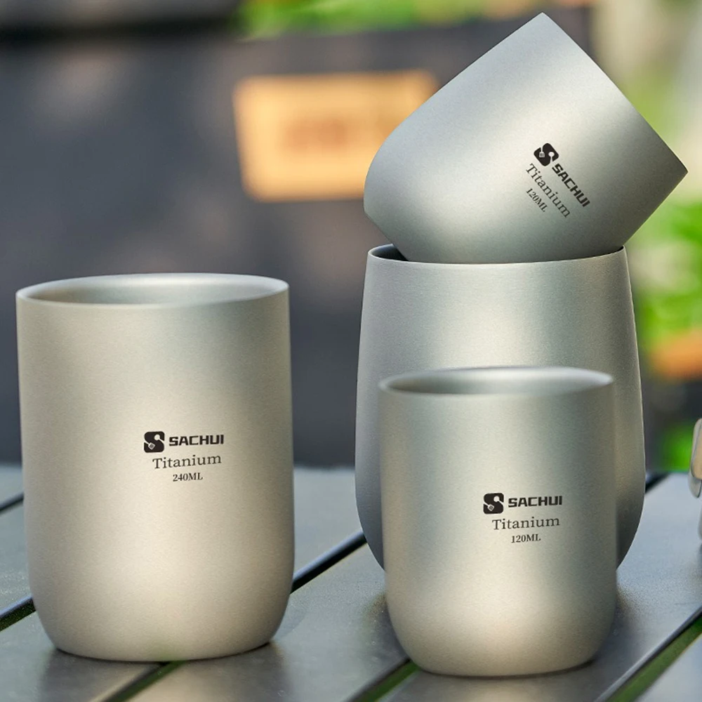 Description Picture 2 of itemPure Titanium Cup Double-layer Anti-scalding Camping Water Cup 120ml/240ml Outdoor Portable Coffee Cup for Camping Hiking Cool
