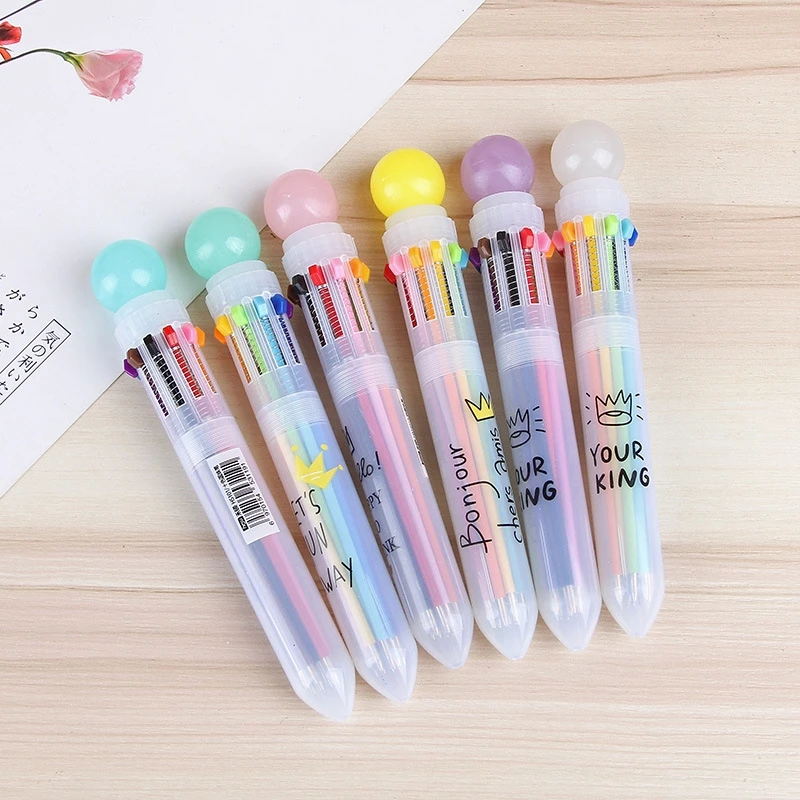 1ks kreativní vícebarevná úřad vyučváné propiska pero pro děti dar móda 10 barvivo stacionární psaní pera jednoduchý signing pero