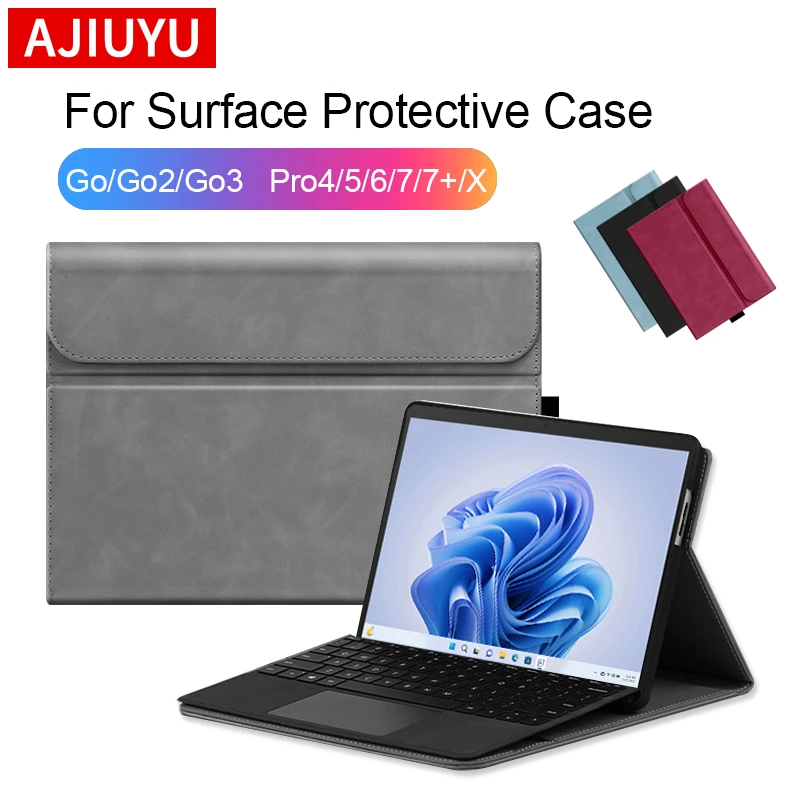 AJIUYU Flip Cover PU Leather Case For Microsoft Surface Pro 9 8 7 7Plus