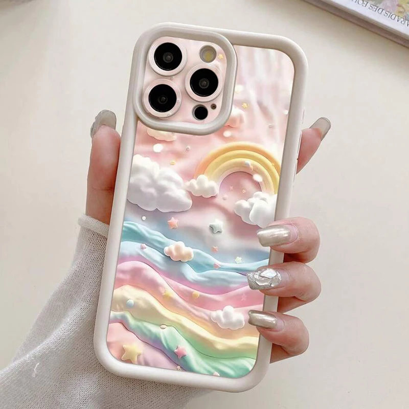Cloudy Rainbow Design Silicone Phone Case Cover