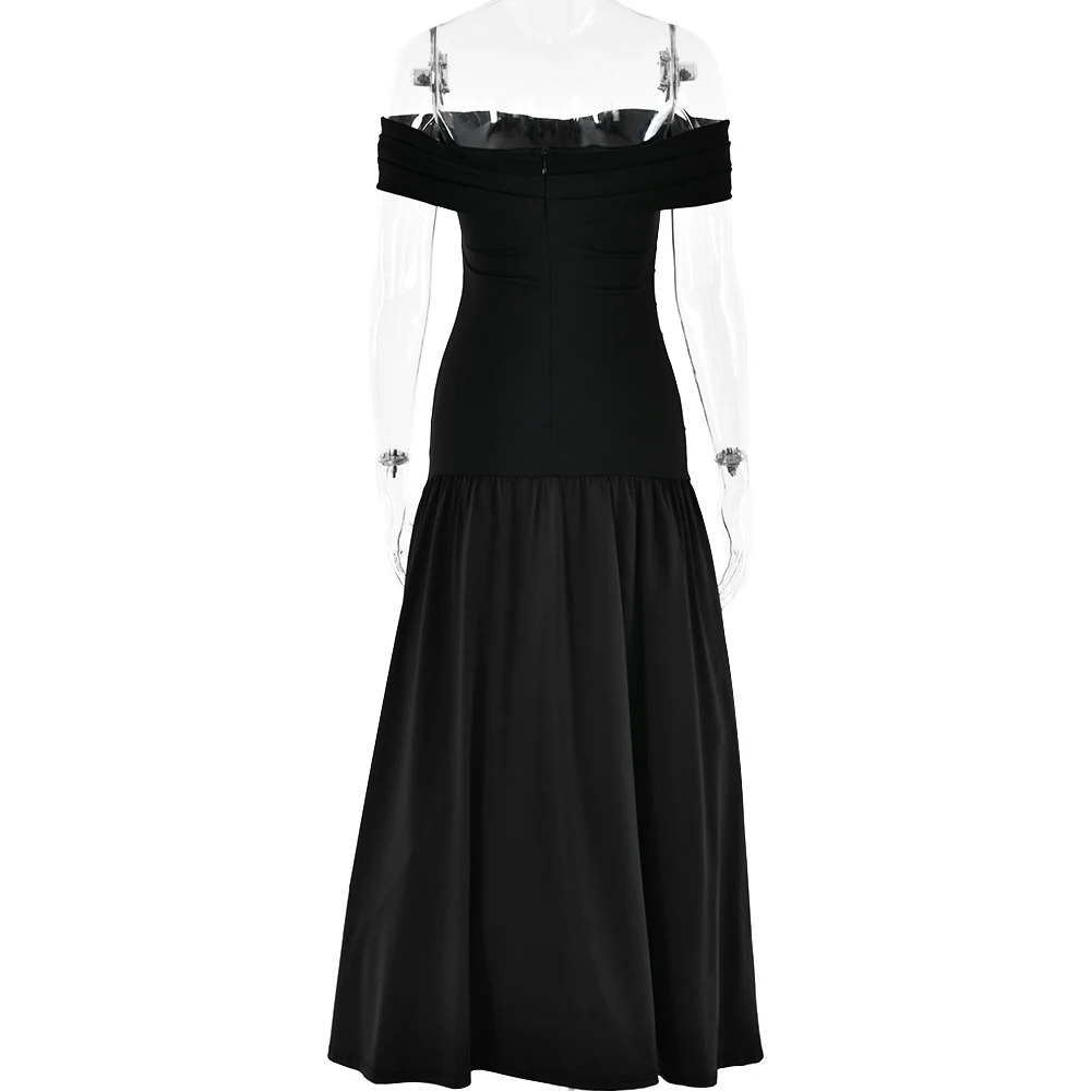 Elegant Sleeveless Tight Zipper Dress Women Sexy One Shoulder Backless Vestido Autumn/Winter Party Club Evening Dress