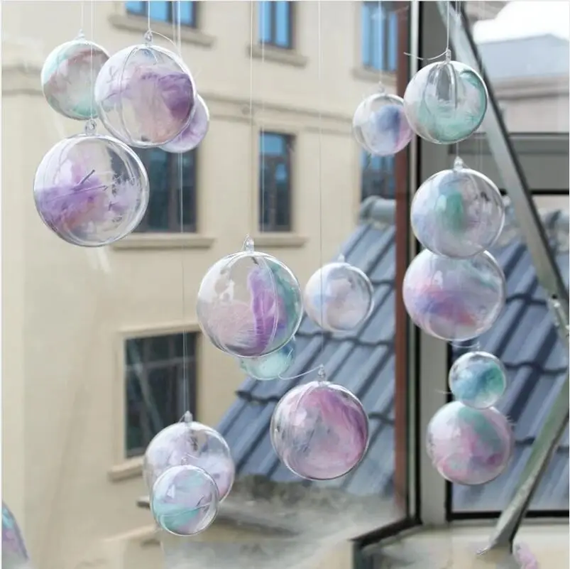 Clear Acrylic Transparent Ball Plastic Fillable Bauble 10Pcs DIY Ornament Wedding Party Decorations For Home Kids Gift Candy Box
