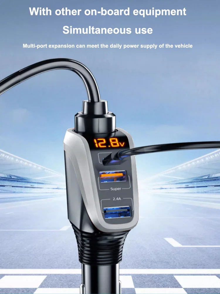 66W Car Charger Adapter Super Fast Charging Expansion Port Converter for iPhone Xiaomi Huawei Adapter Plug USB Interface Socket 6