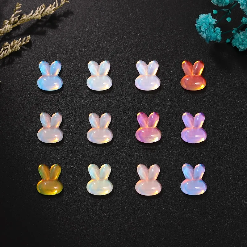 

100 PCS New Multicolour Crystal Glass Flat Rabbit Nail Jewelry Accessories