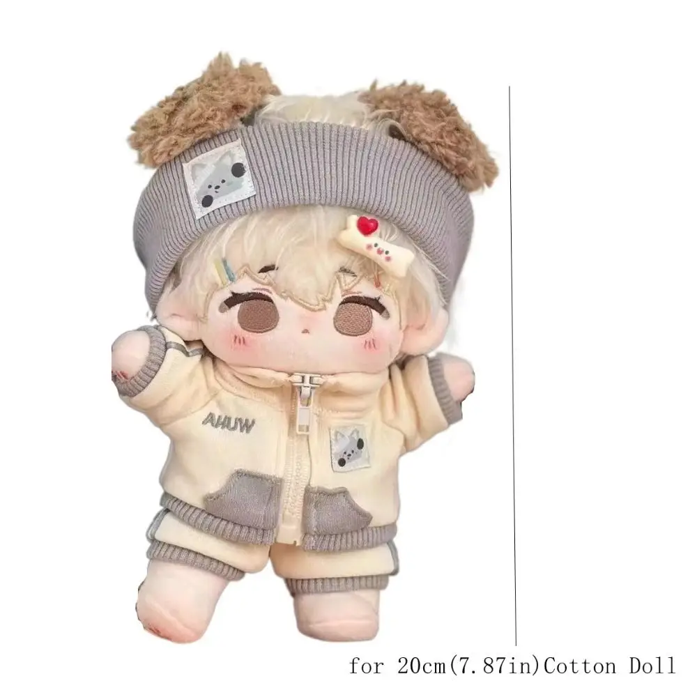 Outfit Hoodie 20cm Clothes Overalls Baseball Hat Set Cotton Doll Clothes Dress Up Shoulder Strap Clothes Children's Gift