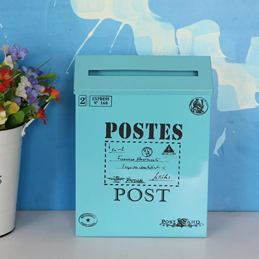 Garden Tin Mailbox Metal Wall Mount Mail Box Newspaper Holder For Home Decoration Photography Props Garden Supplies