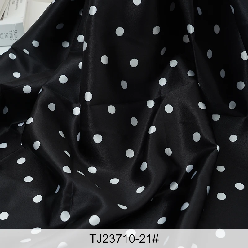 Colorful Polka Dots Silky Satin Fabric - Soft, Elegant Material for DIY Dresses, Linings, and Clothing Sewing Projects