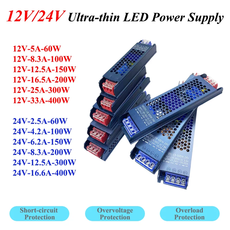 แหล่งจ่ายไฟ DC 12V 24V AC 220V เป็น DC 12V 24V 60W 100W 150W 200W 300W 400W หม้อแปลงไฟฟ้า ไดรเวอร์ LED ไฟแถบ LED 1