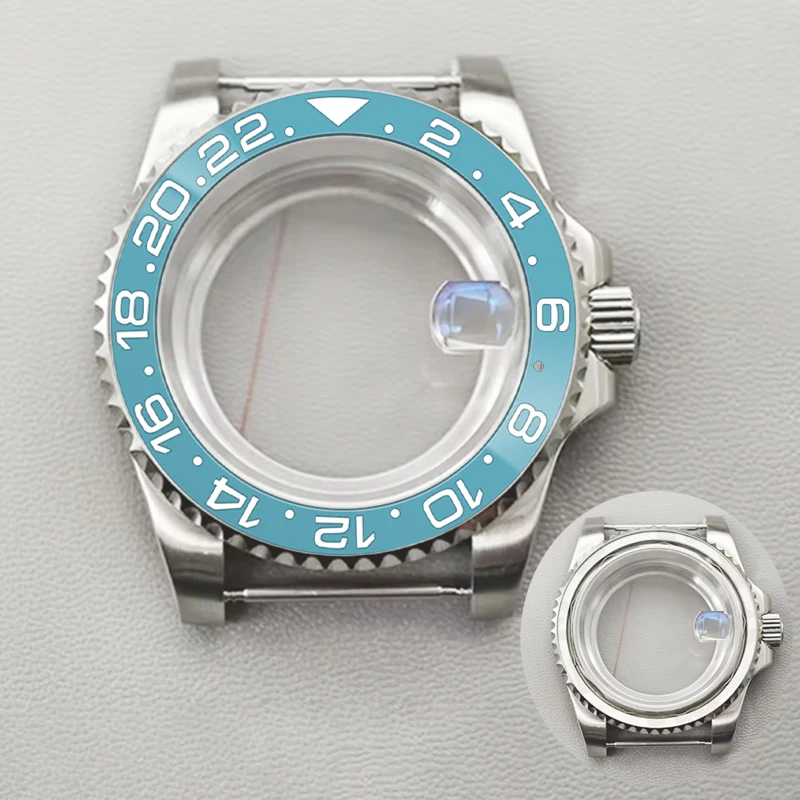 Mod Silber SUB Uhrengehäuse, transparente Rückseite, passend für NH35 NH36 4R35 4R36 Uhrwerk, Saphirglas, 28,5 mm Zifferblatt, Uhrengehäuse-Reparaturteile