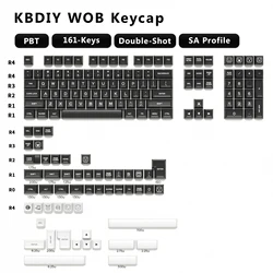 Classic Black and White Double Shot Keycap Set - 161 PBT SA Profile Keys (GMK WOB)