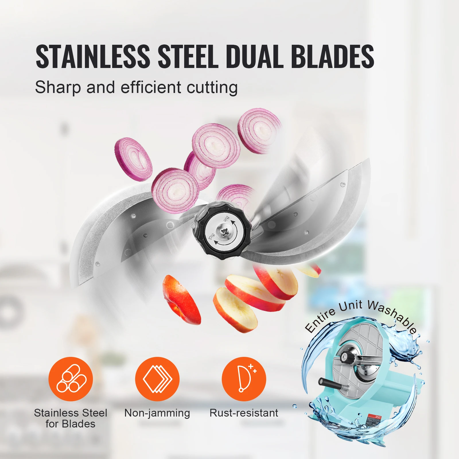 SucceBuy Manual Vegetable Fruit Slicer 0-0.5"/0-12mm Adjustable Commercial Slicer Machine Stainless Steel Blade Food Cutter 2