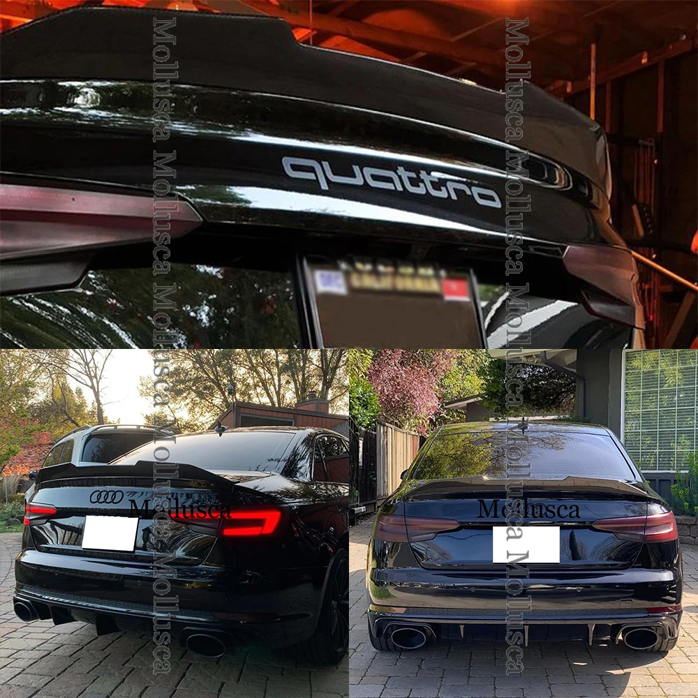 Alerón De Tronco De Fibra De Carbono Real Para Audi A4 B8.5 2013-2016 Base Sedán Labial Tronco Spoiler De Ala Trasera HighKick Body Kits De Salida De Fábrica (no Apto Para Modelo
