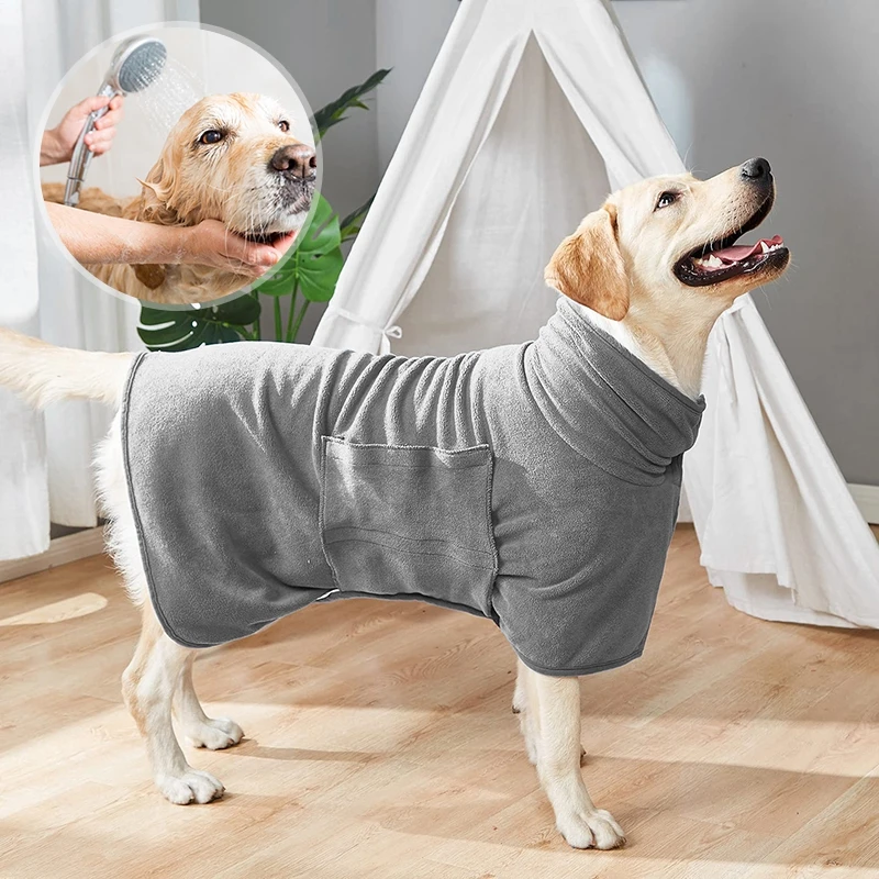 Dog Bathrobe Towel Pet Bathrobe Drying Coat Fast Dry Bath Towel for