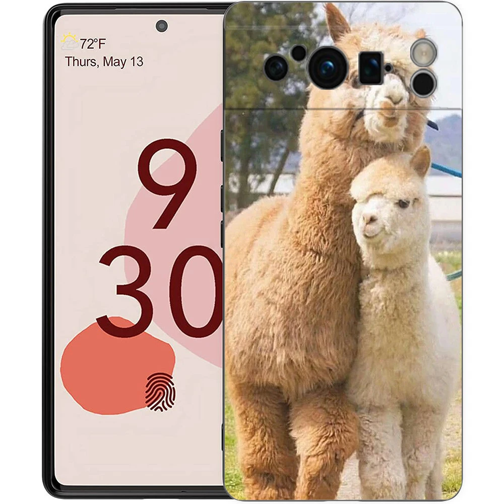 Adorable Kawaii Alpaca Silicone Shockproof Phone Case - Black Cover