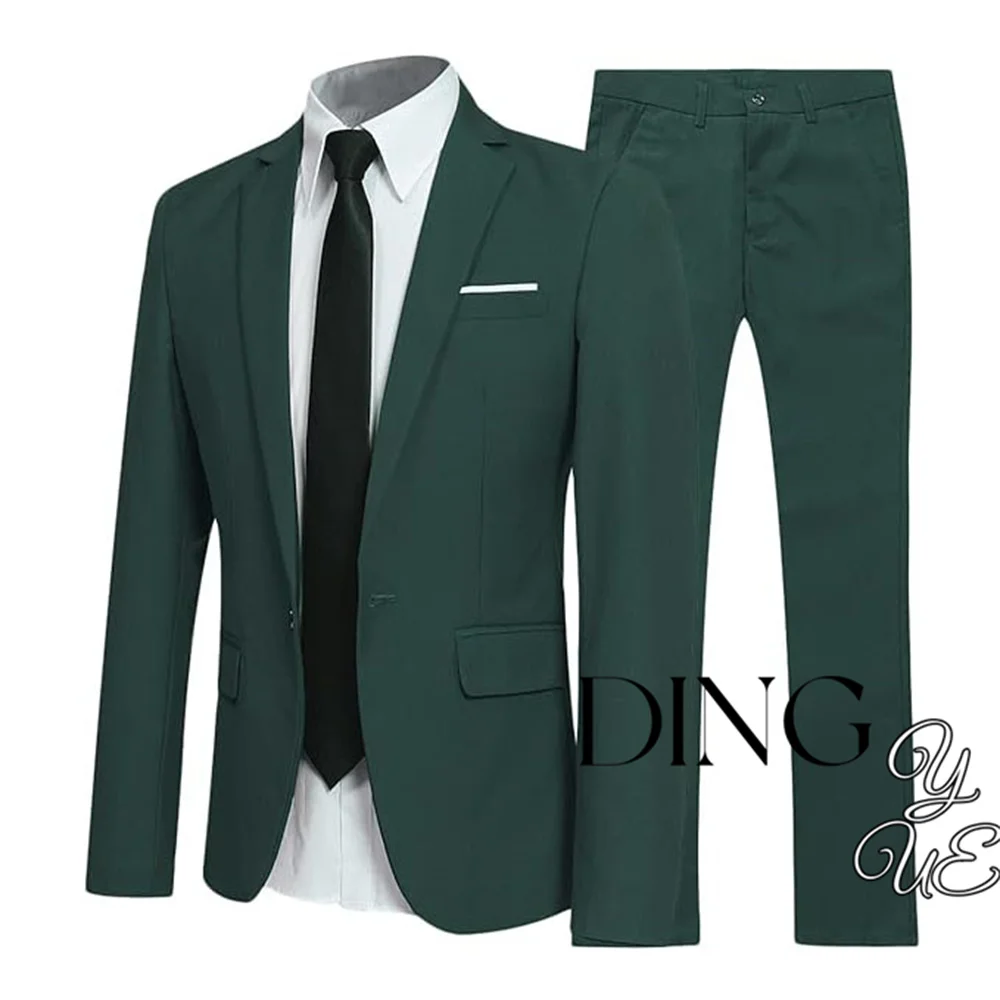 Business Men Suits Slim Fit 2 Piece Male Fashion Jacket with Pants Wedding Tuxedo for Groom Dinner Party Costume