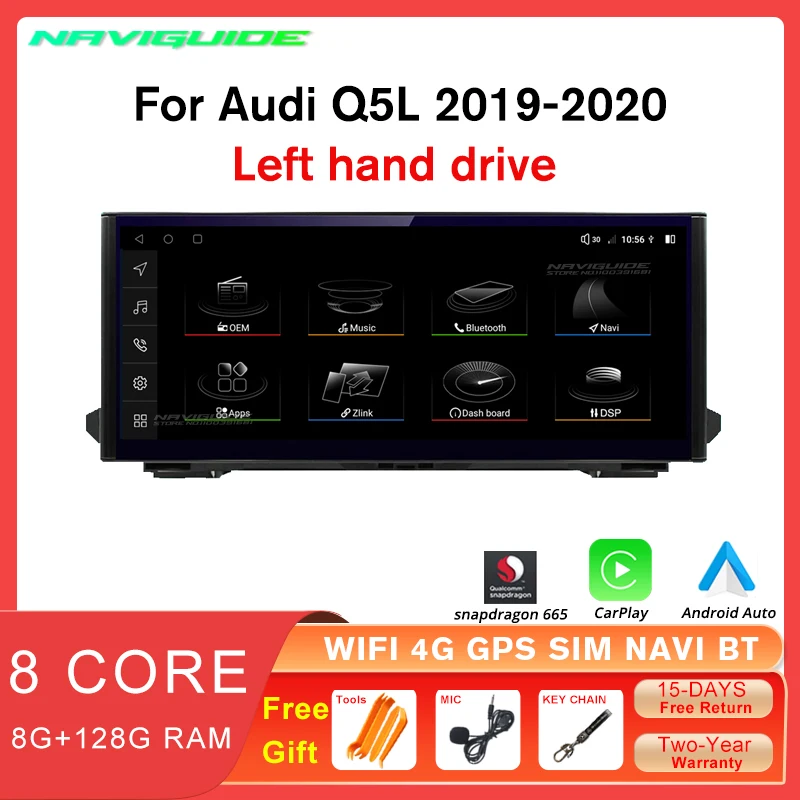 

NAVIGUIDE 10.25'' Carplay Car Radio 8+128G For Audi Q5L 2019-2020 LHD Multimedia Player GPS Navigation Android 12 Headunit