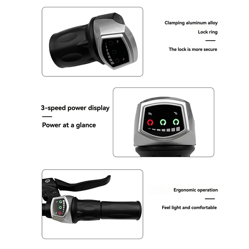 RTSHE-118DX Half Handlebar Accelerator SM Plug Left/Right Handle For E-Bike Half Twist Throttle Electric Scooter Bike