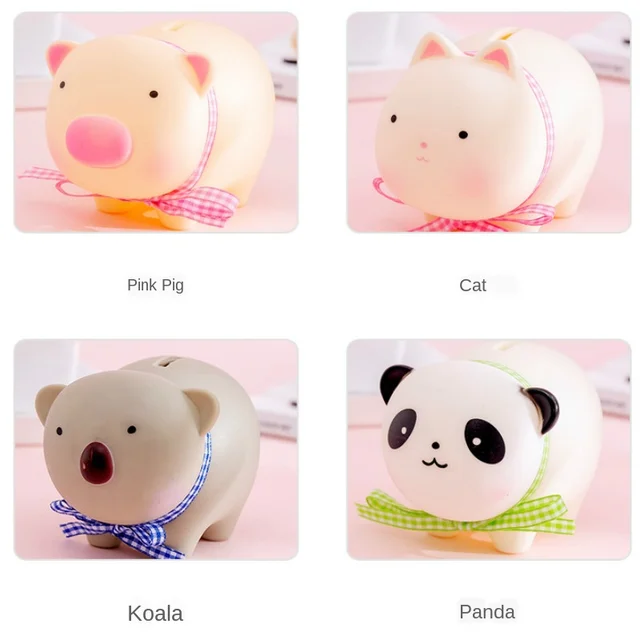 Pig/ Cat/ Koala/ Panda Korea Creativity Cartoon Anti-fall Plastic Piggy Bank Child Lovely Doll Coin Piggy Bank for Kids Moneybox 5