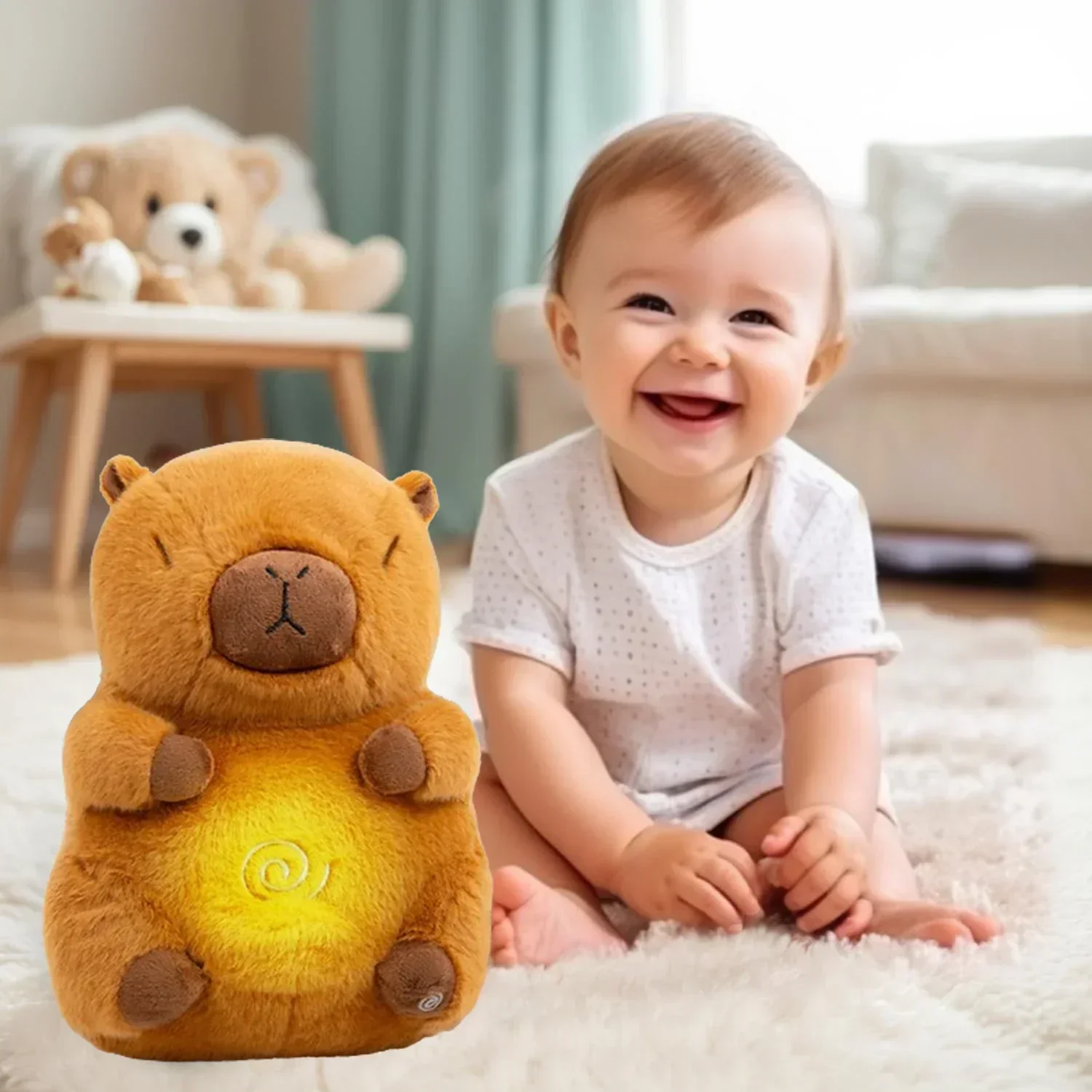 1/2PCS Breathe Kapybara Soothing Companion Plush Toy Kapybara Otter Baby Doll Gift Dolls Carpybara Plush Toy Breathing Otter