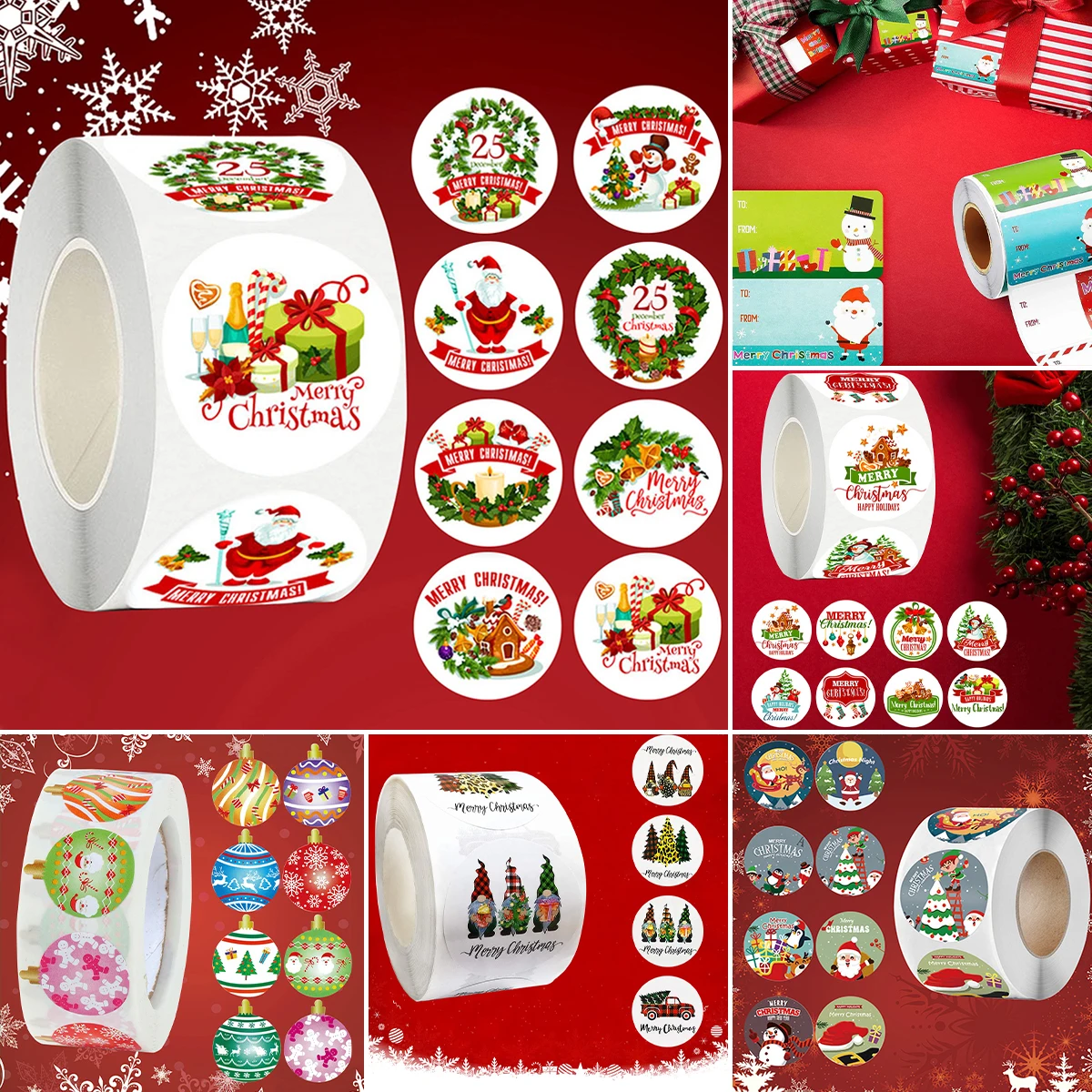 Decorative stickers decorative labels stickers stationery stickers self adhesive stickers adhesive stickers paper stickers cartoon stickers magic stickers anime stickers holiday party decorations diy scrapbooking accessories 500Pcs Merry Christmas Stickers For DIY Gifts Baking Package Envelope Stationery Decor