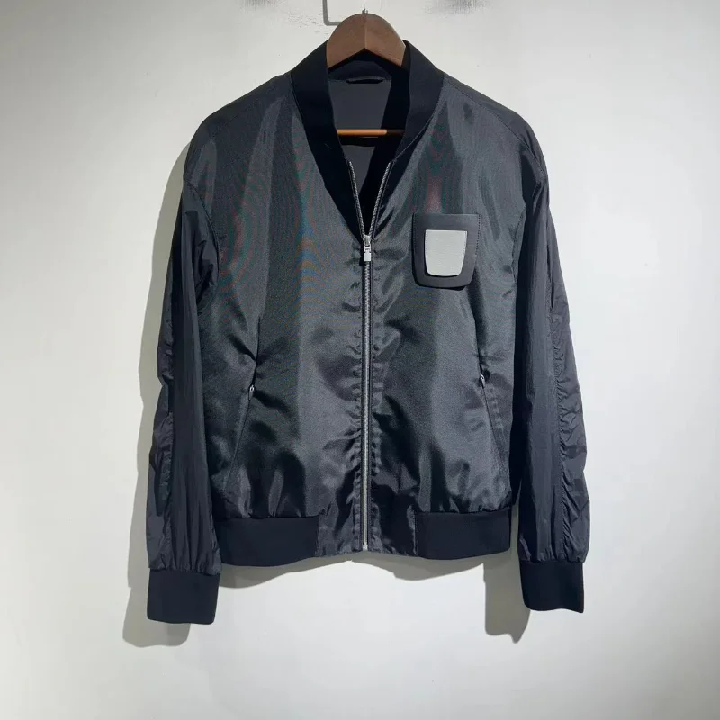 

2024ss Patchwork Genuine Leather Pocket Jacket Coat Windbreaker Varsity Jackets Men's Clothing Techwear Streetwear Clothes