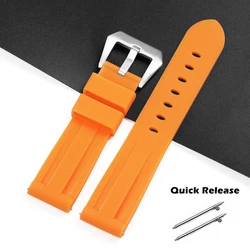 Versatile Quick Release Silicone Wristband - Sporty Style Strap (20 - 26mm) - 26mm (Orange)