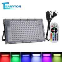 LED RGB Spotlight 50W/100W/150W IP65 Outdoor Floodlight AC220V RGB Feflector Projector Lamp With Color Remote Controller 1