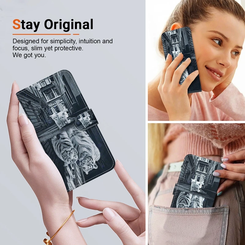 Elegant 3D Fashion Leather Magnetic Flip Wallet Phone Case with Artistic Design