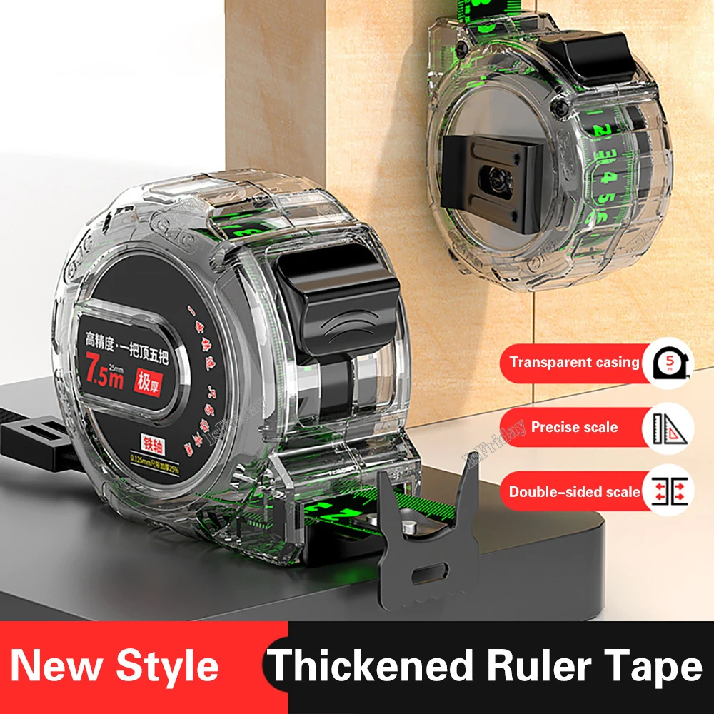Tape Measure 5/7.5/10m Thickened Transparent Woodwork High Carbon Steel Meter Gauge