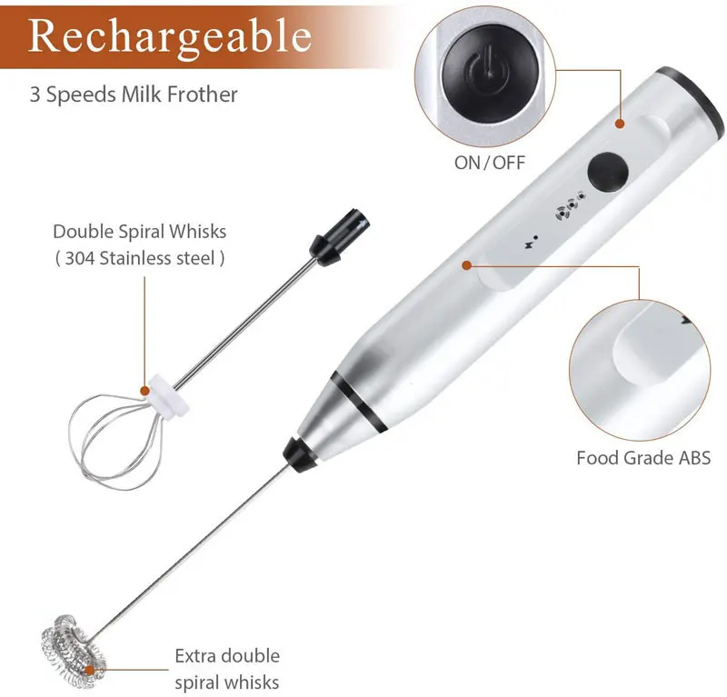 Mini Electric Handheld Milk Frother Electric Blender with USB Electrical Maker Whisk Mixer for Milk Frother Cappuccino 4